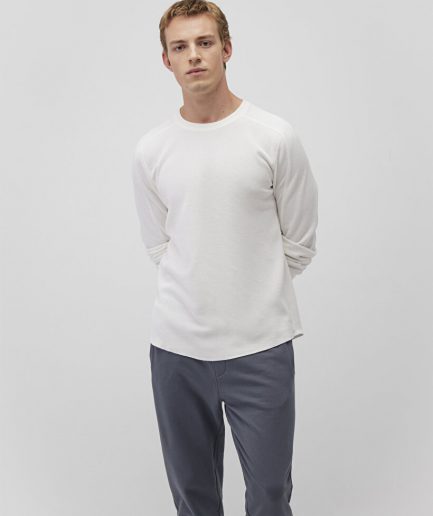 Белая базовая футболка с длинным рукавом и текстурой из смеси хлопка, slim fit, с круглым вырезом, бренд MAVI, размеры S-XXL