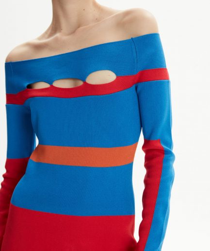 Цветное трико платье с декольте Saks, 65% вискоза, 35% полиамид, размеры S, XS, M, L