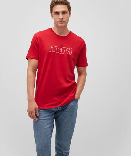 Красная футболка с логотипом Mavi, 100% хлопок, доступные размеры: S, M, L, XL, XXL