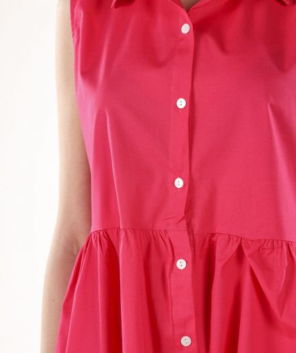 Розовое платье с воротником, 100% хлопок, размеры S, M, L, XL, цвет: розовый