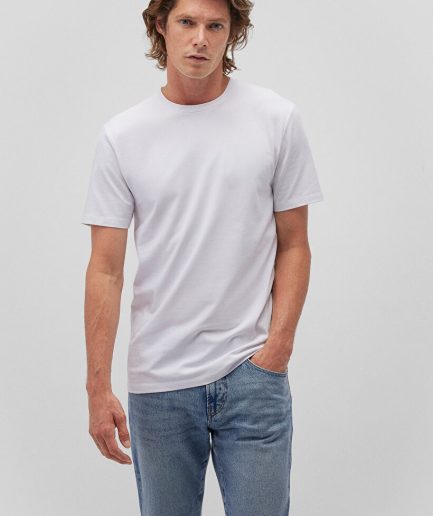Растягивающаяся белая базовая футболка MAVI с коротким рукавом и круглым вырезом, эластичная и удобная для повседневной носки