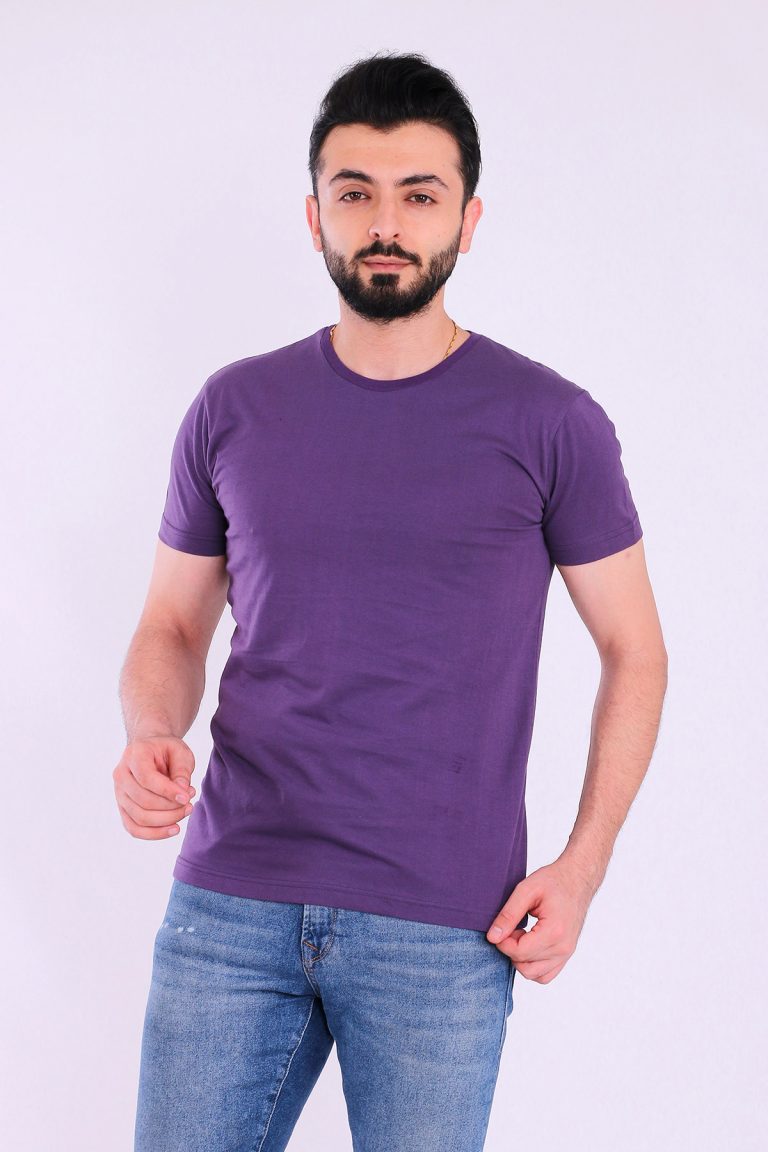 Мужская футболка Slim Fit короткий рукав из 100% органического хлопка, цвет: пурпурный, сертифицированный GOTS и Oeko-Tex