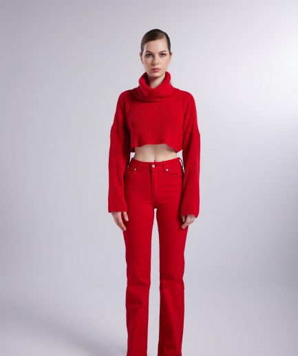 Слимы красные джинсы высокой талии XS, M, S, L — стретч, стильный крой, идеальные для любого случая