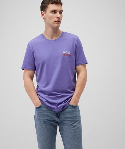 Фиолетовая футболка с логотипом Mavi Jeans из 100% хлопка, доступна в размерах S, M, L, XL