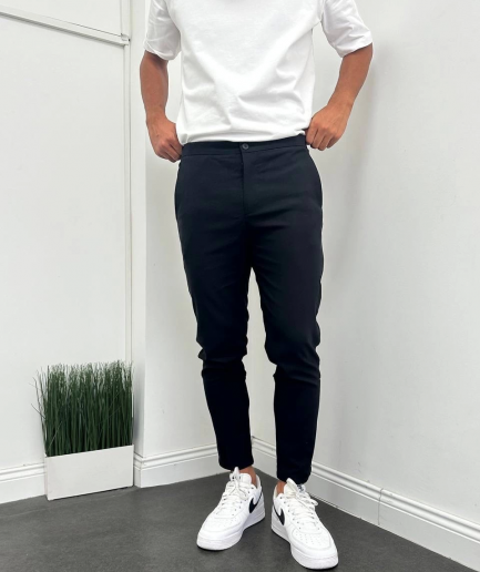 Мужские брюки slimfit из парашютной ткани с эластичным поясом — кремовый