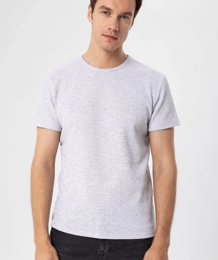Футболка с круглым вырезом, slim fit, арматурный рисунок, 100% полиэстер, цвет белый, размеры XL, M, XXL, производитель Турция