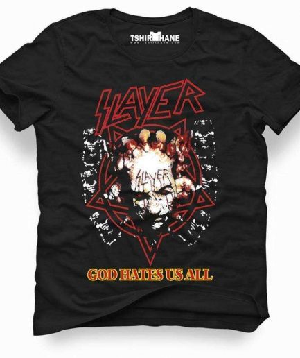 Футболка Slayer God Hates Us All, черная, узкий крой, рок-метал, доступные размеры: XS, S, M, L, XL