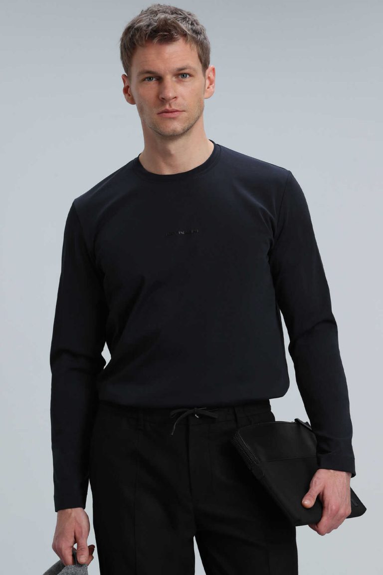 Мужская футболка с длинным рукавом Moss черная, размеры XL, 4XL, XS