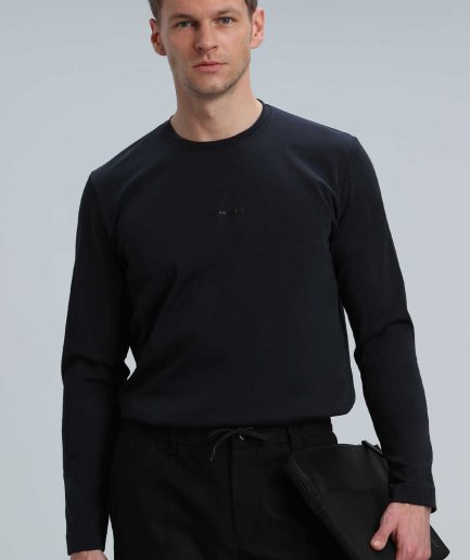Мужская футболка с длинным рукавом Moss черная, размеры XL, 4XL, XS