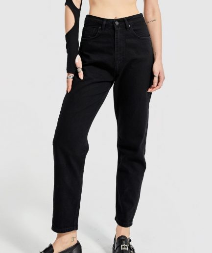 Джинсы Mom Fit с высокой талией из 100% хлопка, черные, модели 34-44, идеальны для стильного образа